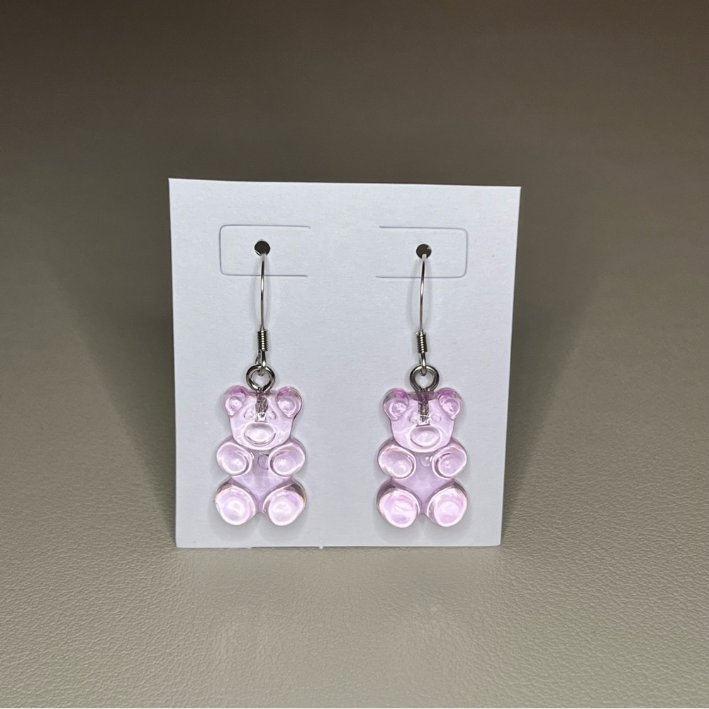 Gummy Bear Charm Earrings - Stainless Steel - Nickel Free